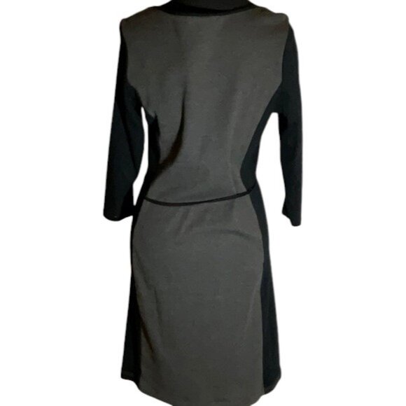 Lauren Ralph Lauren grey with black long sleeve midi dress size M - Picture 2 of 6